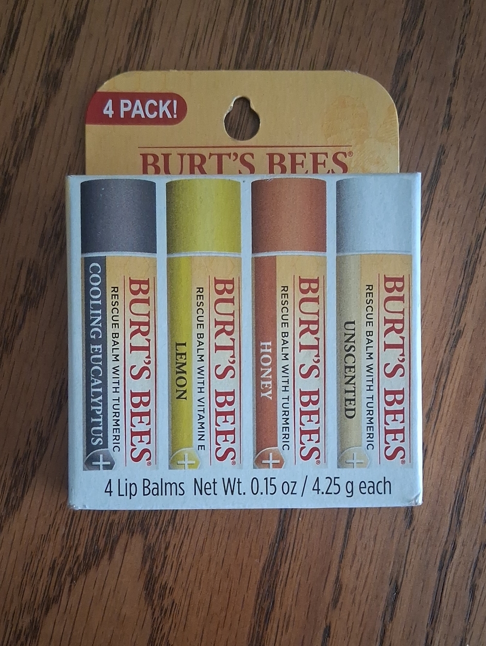 Burt's Bees 4-Pack Lip Balm Set in Yellow, Orange, Brown, Gray